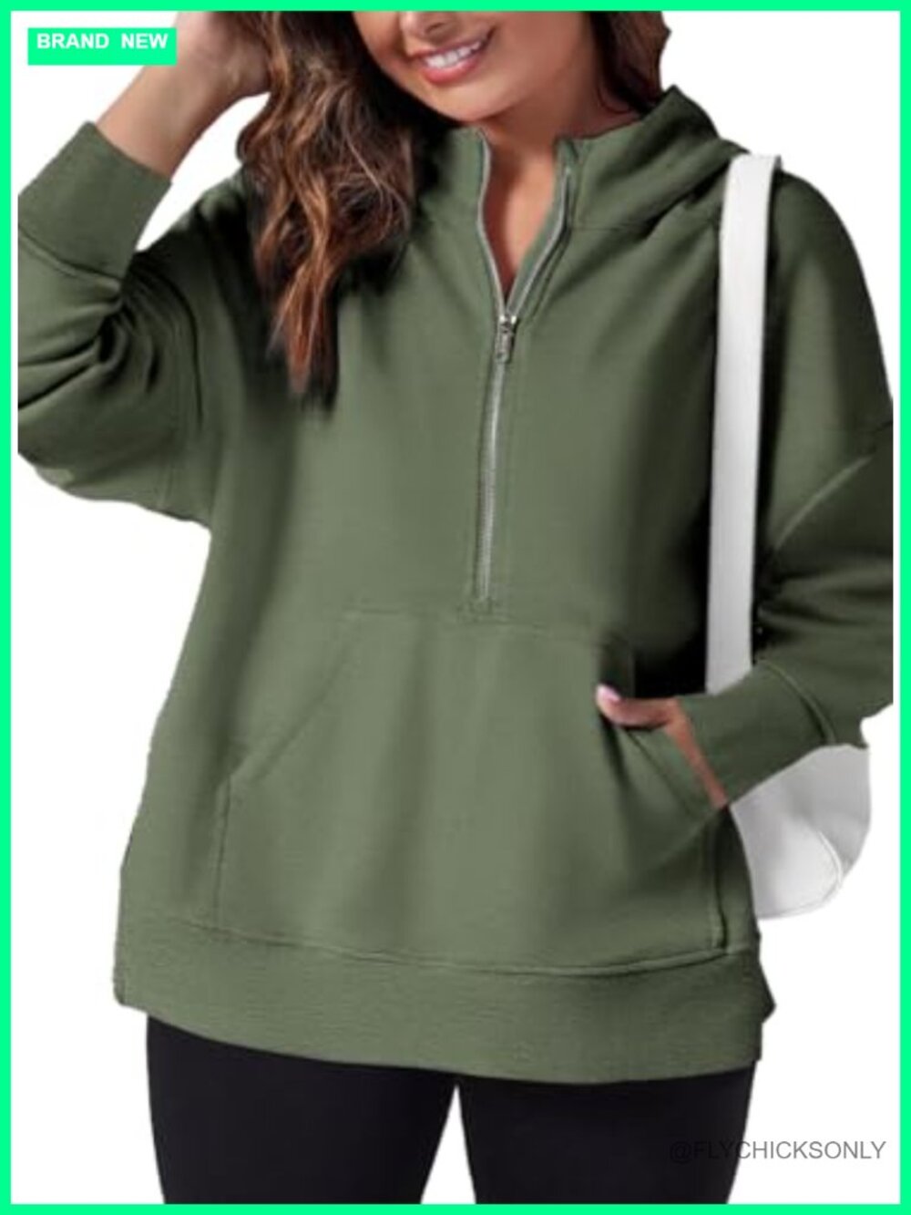 Plus Size Half Zip Hoodie Long Sleeve Oversized Sweatshirt Kangaroo Pocket